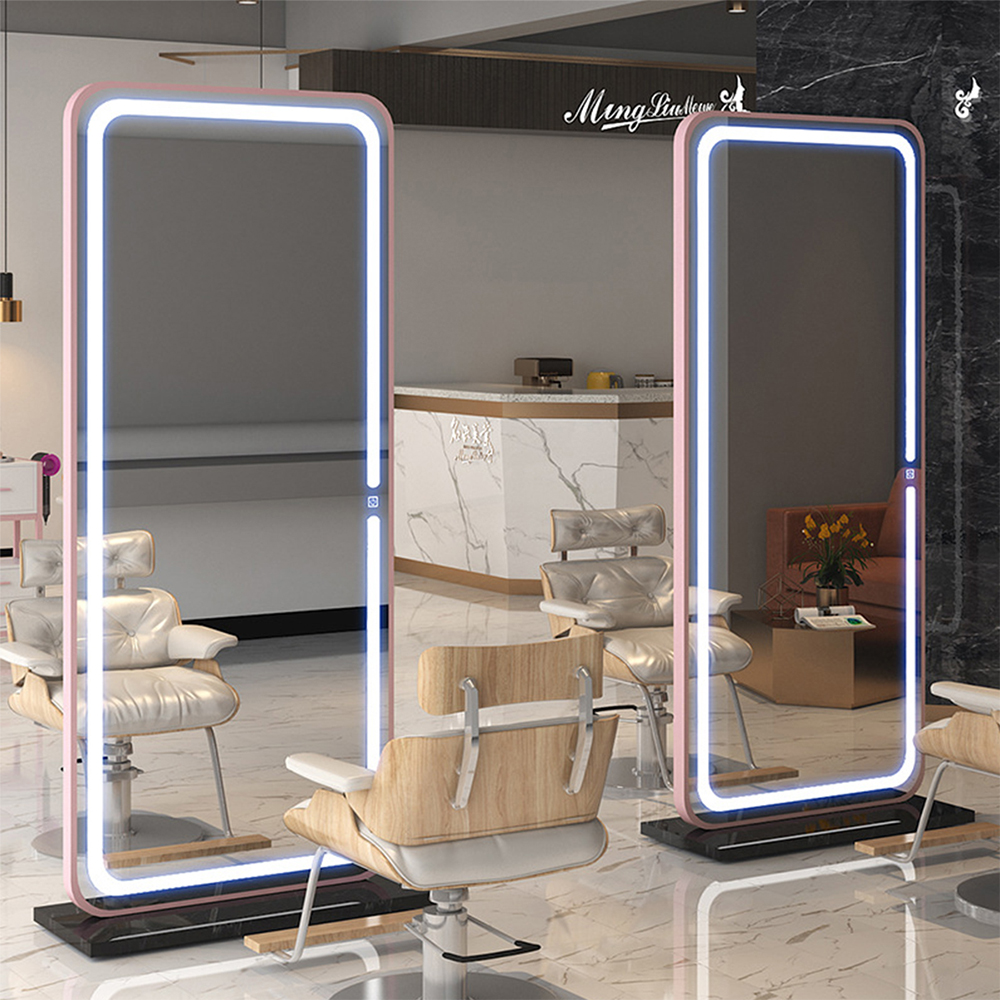 Espelho de moldura de alumínio camarim Espelho de corpo inteiro led de corpo inteiro no quarto com espelho de pé iluminado com luz led