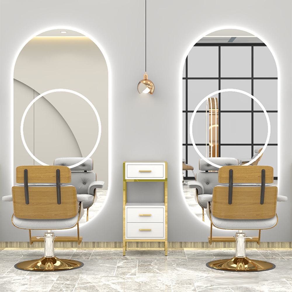 Espelho especial de led para barbearia com lâmpada montada na parede