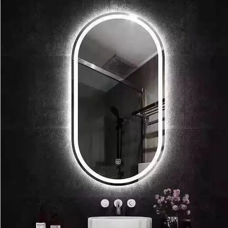 Círculo WC Chinês Arco Redondo Espelhos de LED Decoração Parede Grande Comprimento Total Adesivos Parede no Banheiro com Luz LED Espelho de Maquilhagem