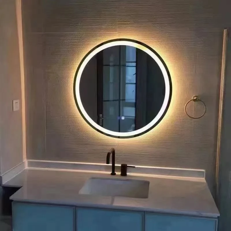 Círculo WC Chinês Arco Redondo Espelhos de LED Decoração Parede Grande Comprimento Total Adesivos Parede no Banheiro com Luz LED Espelho de Maquilhagem