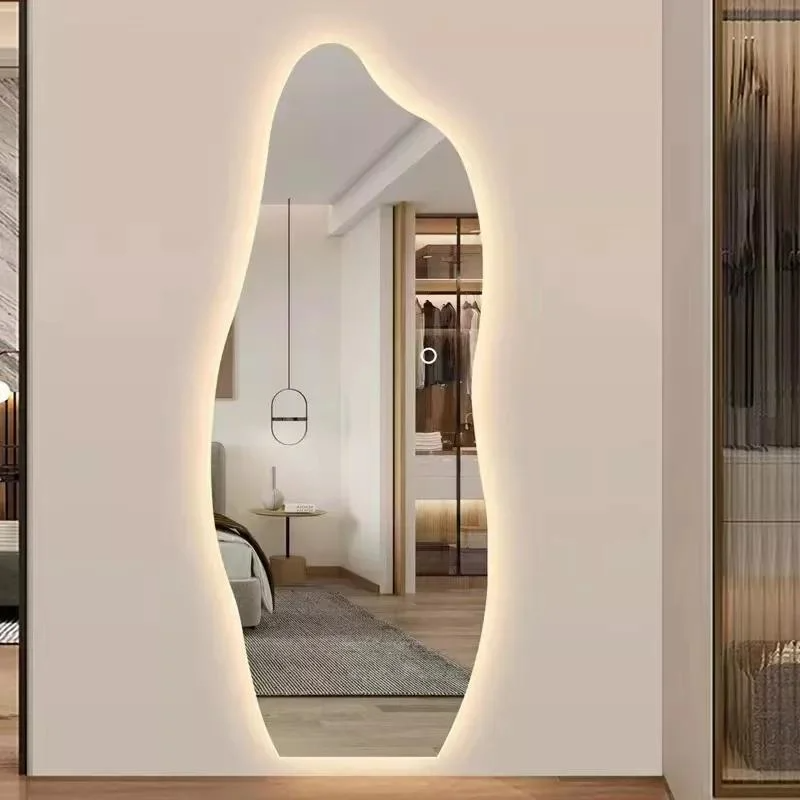 Círculo WC Chinês Arco Redondo Espelhos de LED Decoração Parede Grande Comprimento Total Adesivos Parede no Banheiro com Luz LED Espelho de Maquilhagem
