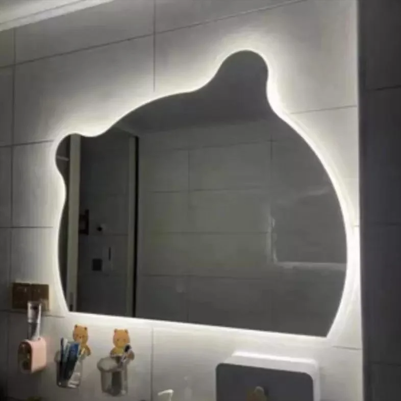 Círculo WC Chinês Arco Redondo Espelhos de LED Decoração Parede Grande Comprimento Total Adesivos Parede no Banheiro com Luz LED Espelho de Maquilhagem
