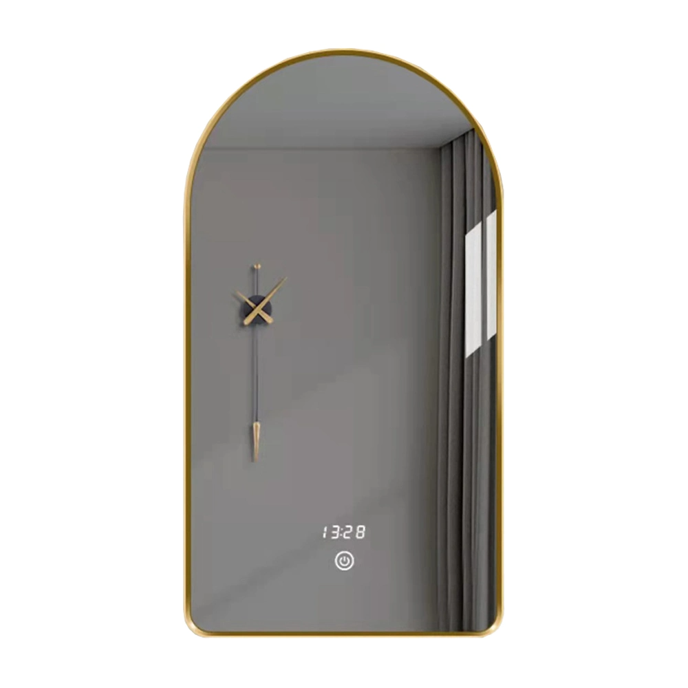 Espelho de parede oval de alumínio dourado com moldura de metal para decoração de casa moderna interior de luxo para espelho de banheiro