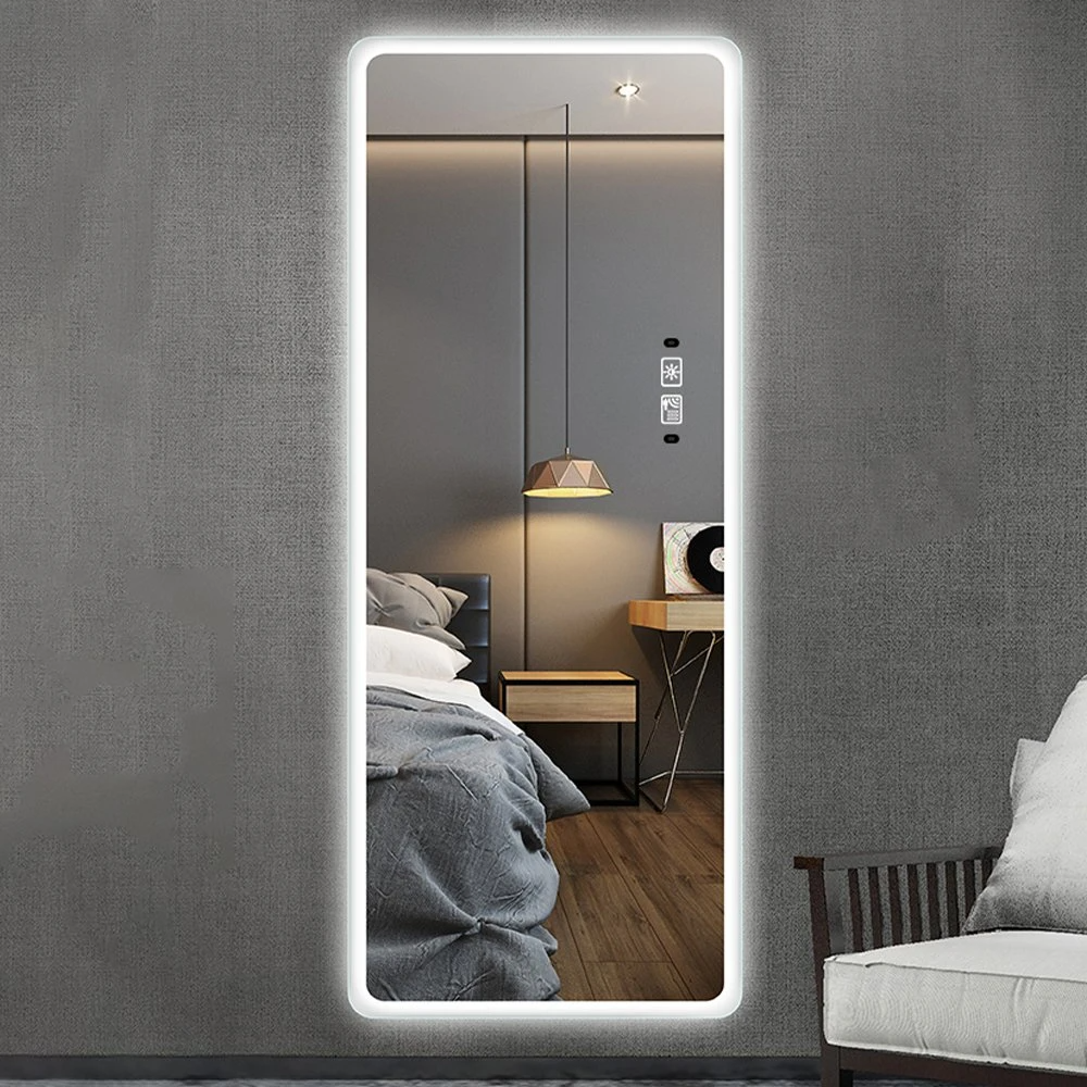 Espelho de camarim de LED de parede grande Espelho de corpo inteiro iluminado por LED inteligente