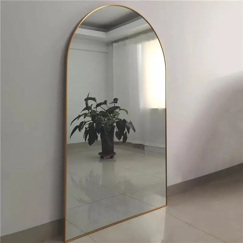 Atacado personalizado grande arco de metal emoldurado corpo inteiro corpo longo curativo em pé chão espelho de parede