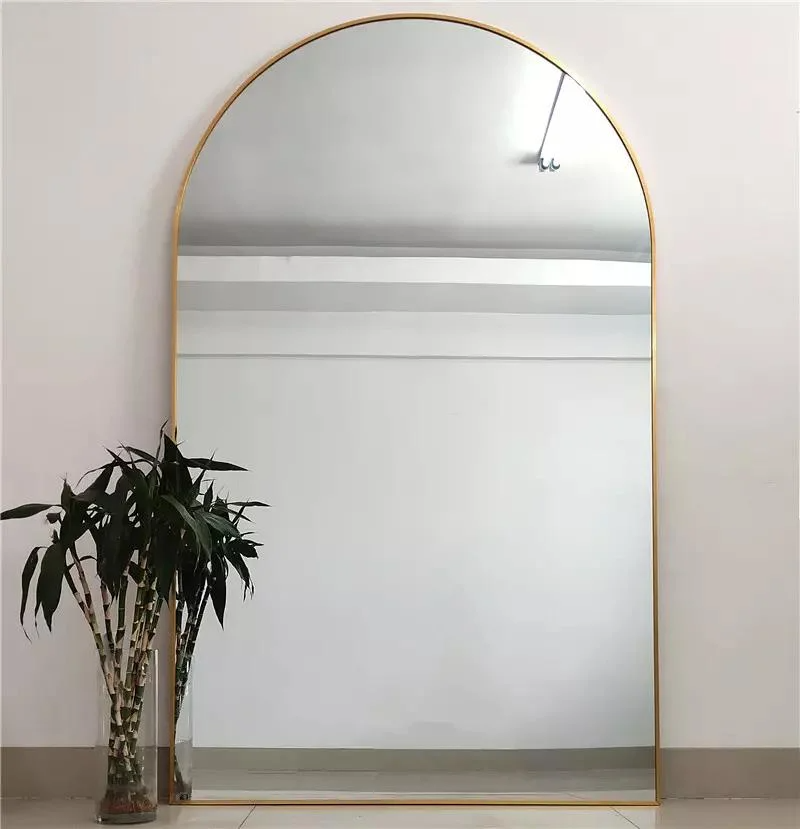 Atacado personalizado grande arco de metal emoldurado corpo inteiro corpo longo curativo em pé chão espelho de parede