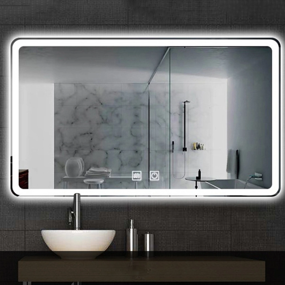 Sensor de toque de fábrica para decoração de parede para casa, móveis de salão, maquiagem, LED para casa inteligente, espelho de banheiro com desembaçador e alto-falante Bluetooth