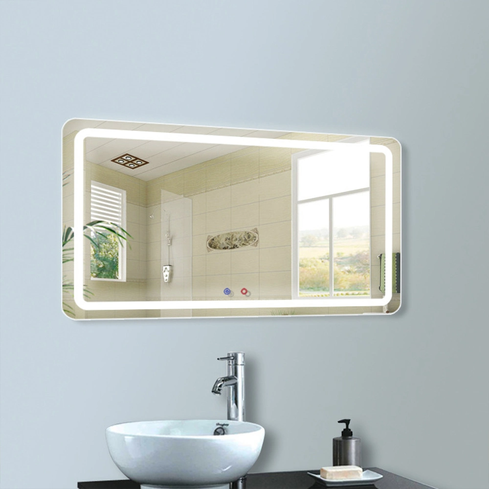 Espelho de lavatório decorativo inteligente de luxo para casa de banho LED espelho de espelho retroiluminado de parede sem moldura para espelho de maquilhagem