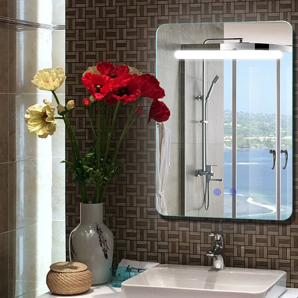 Parede de fábrica Decoração para casa Decoração Móveis de salão Maquiagem Cosmética Inteligente Iluminado Retroiluminado Vanity LED Espelho de banheiro com luzes Desembaçador