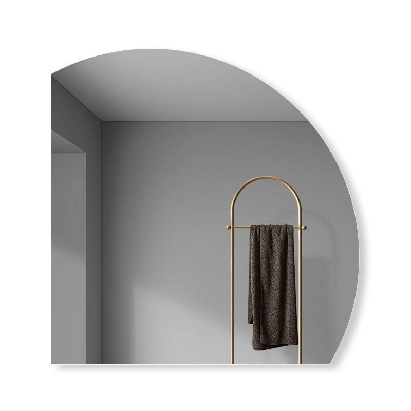 Moldura de metal dourado escovado nórdico decorativo banheiro espelho de vidro de parede horizontal irregular
