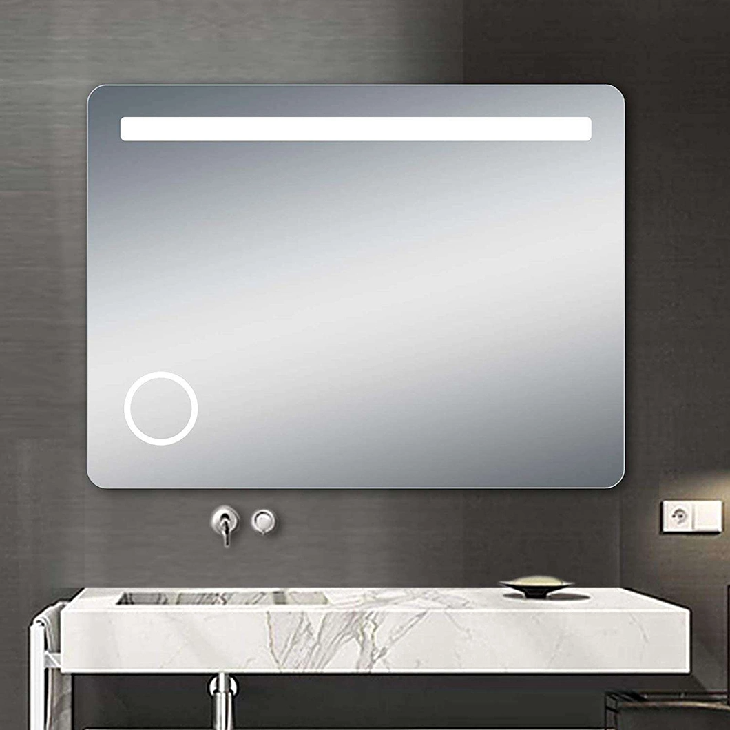 Espelho LED iluminado retangular estilo salão moderno