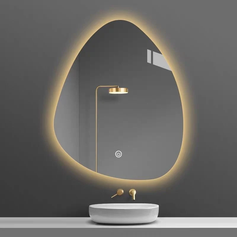 Espelho de banheiro com iluminação personalizada irregular Espelho de LED inteligente para banheira de interesse especial