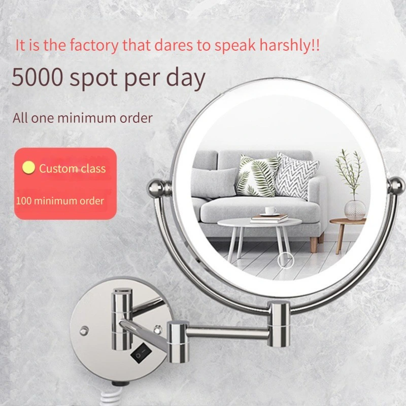 Espelho de maquilhagem de maquilhagem de montagem na parede com iluminação LED de ampliação Espelho de casa de banho com iluminação LED com iluminação LED