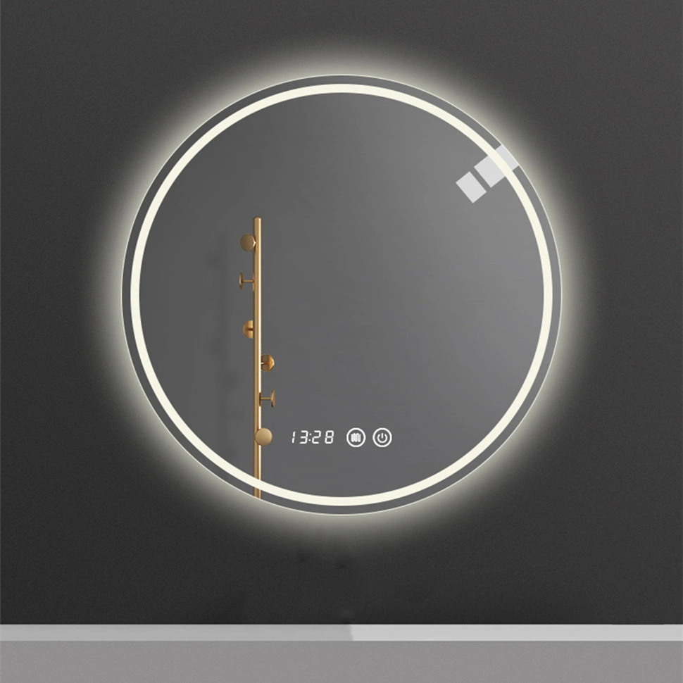Espelho de banheiro moderno sem moldura redondo retroiluminado por LED para banheiro decorativo espelho de parede