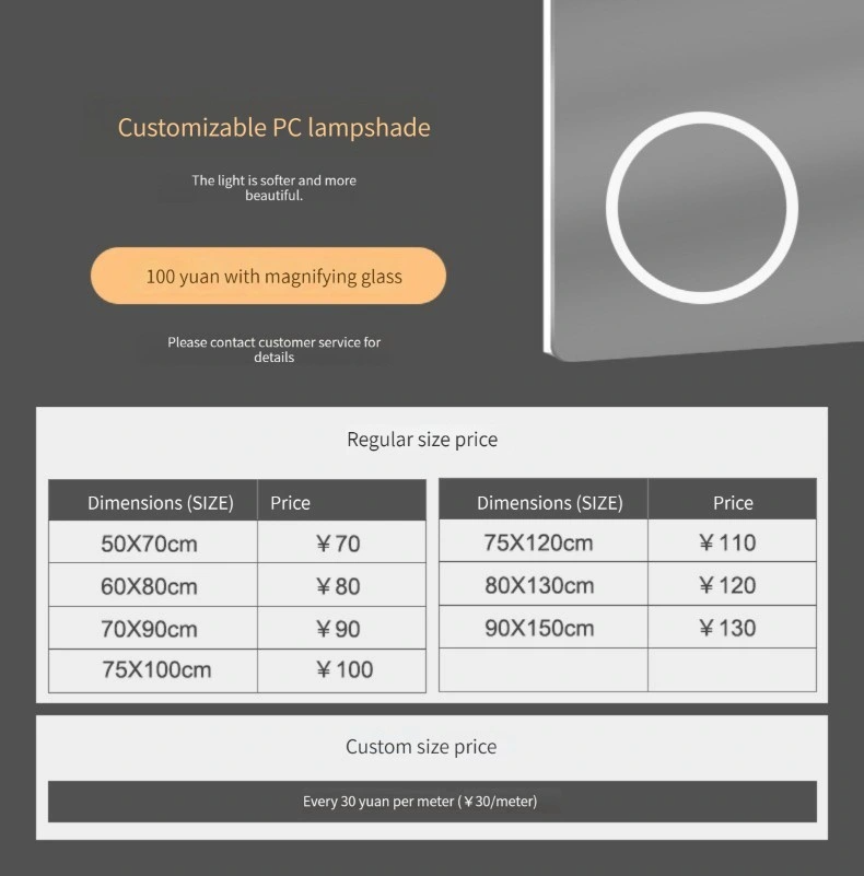 Espelho inteligente no banheiro Espelho de banheiro de boa qualidade com interruptor de toque Espelho inteligente automático