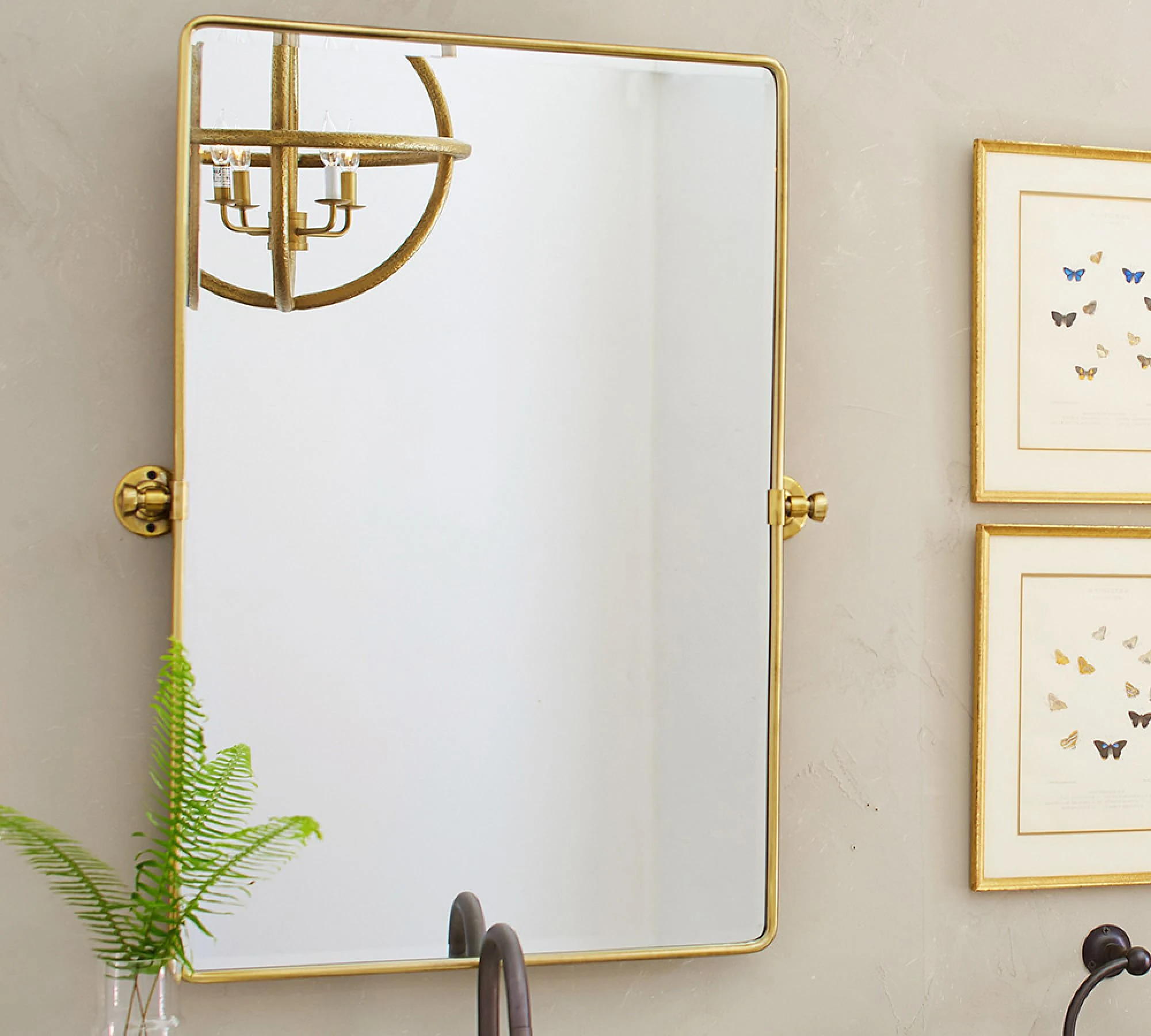Decoração de parede elegante para hotel, espelho de banheiro moderno e luxuoso Espelho de banheiro personalizado
